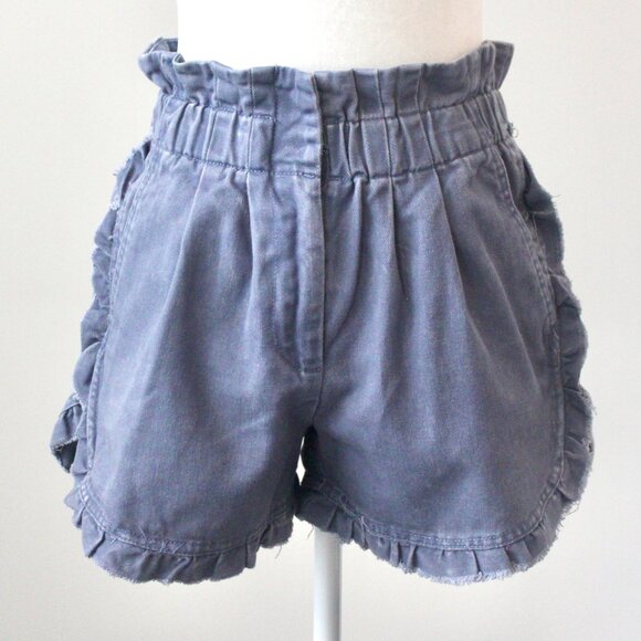 Shinestar Pants - Shinestar Cornflower Blue Ruffle Denim Elastic Jean Shorts Pocket Medium